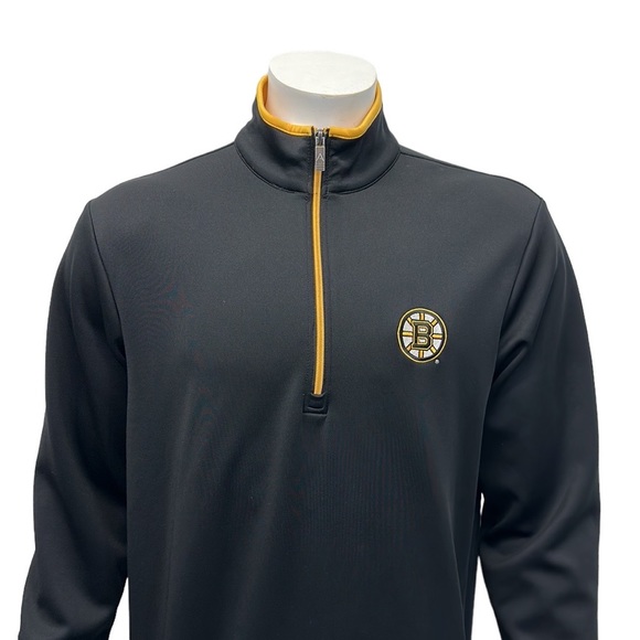 Boston Bruins NHL 1/4 Zip Pull Over Black Yellow Embroidered Jacket Antigua MD - Picture 6 of 9